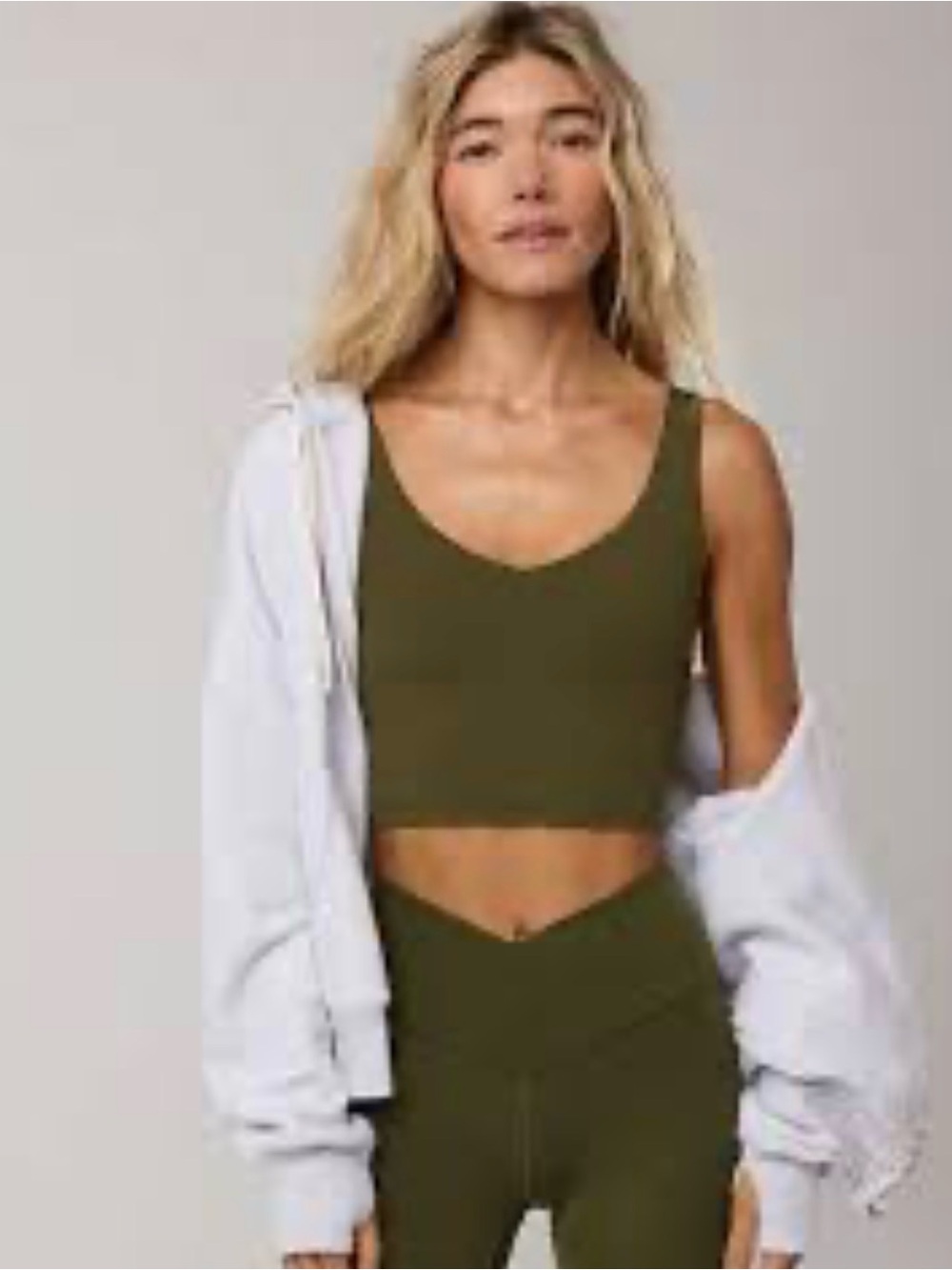 Aerie Offline Olive Green Scoop Neck Crop Tank - XXS (*NWT) workout, athletic